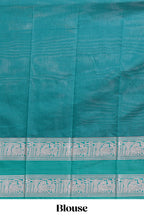 Violet kota cotton saree with silver zari square buttas retta petta zari border and woven zari pallu with contrast blouse