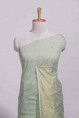 Pastel green Kotta saree with gold woven checks and buttawith rich gold zari woven pallu with matching blouse