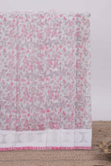 Off white floral design kota cotton saree with self border and matching motifs blouse