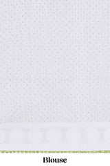 Off white floral design kota cotton saree with self border and matching motifs blouse