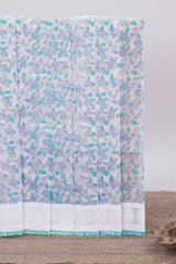 Off white floral design kota cotton saree with self border and matching motifs blouse
