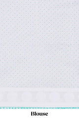 Off white floral design kota cotton saree with self border and matching motifs blouse