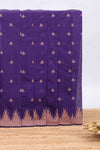 Violet floral motifs kota saree with contrast temple zari border and matching plain blouse