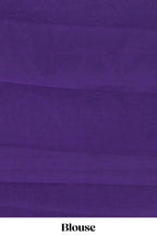 Violet floral motifs kota saree with contrast temple zari border and matching plain blouse