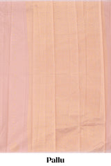 Borderless peach zari motifs kota saree with self pallu and matching plain blouse