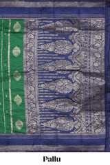 Green striped zari motifs design kota cotton saree with contrast zari border and motifs blouse