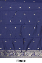 Green striped zari motifs design kota cotton saree with contrast zari border and motifs blouse