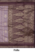 Lavender striped zari motifs design kota cotton saree with contrast zari border and motifs blouse