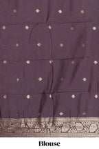 Lavender striped zari motifs design kota cotton saree with contrast zari border and motifs blouse