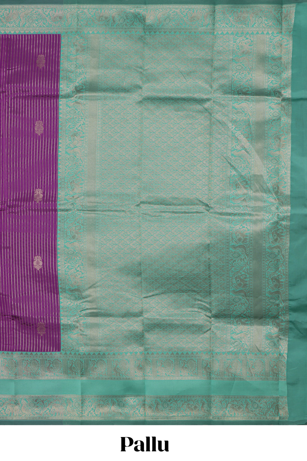 Purple striped zari motifs design kota cotton saree with contrast zari border and motifs blouse