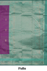 Purple striped zari motifs design kota cotton saree with contrast zari border and motifs blouse
