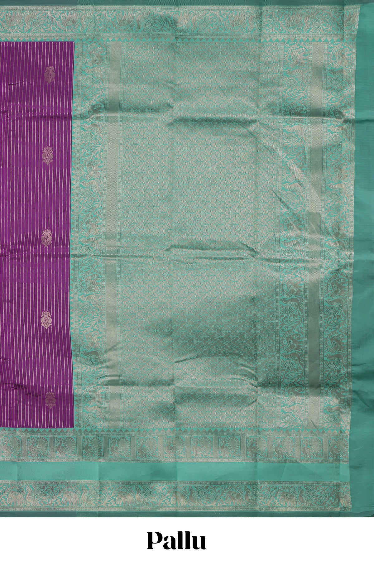 Purple striped zari motifs design kota cotton saree with contrast zari border and motifs blouse