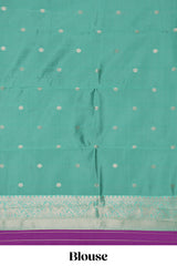 Purple striped zari motifs design kota cotton saree with contrast zari border and motifs blouse