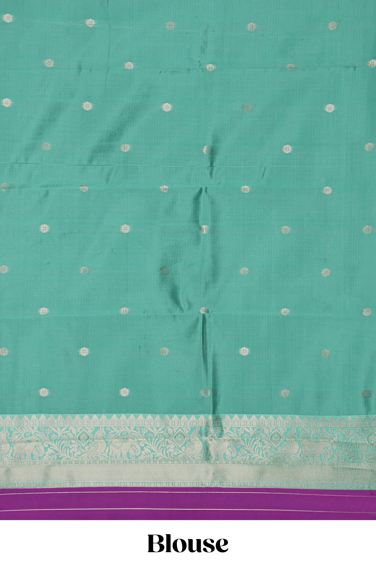 Purple striped zari motifs design kota cotton saree with contrast zari border and motifs blouse