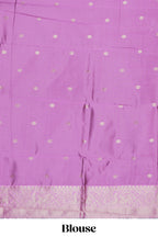 Blue striped zari motifs design kota cotton saree with contrast zari border and motifs blouse