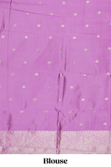 Blue striped zari motifs design kota cotton saree with contrast zari border and motifs blouse