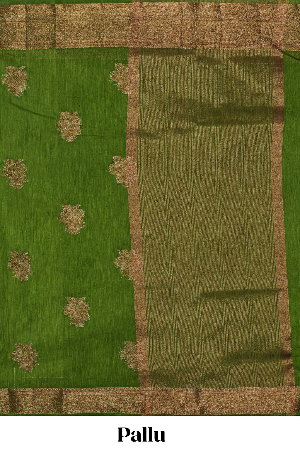 Green geometric zari motifs design kota cotton saree with self zari border and matching blouse