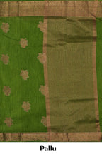 Green geometric zari motifs design kota cotton saree with self zari border and matching blouse