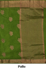 Green geometric zari motifs design kota cotton saree with self zari border and matching blouse