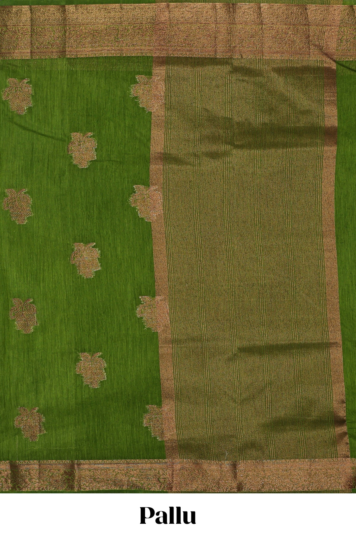 Green geometric zari motifs design kota cotton saree with self zari border and matching blouse