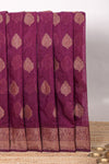 Purple floral zari motifs design kota cotton saree with self zari border and matching motifs blouse