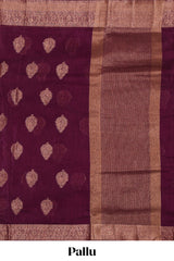 Purple floral zari motifs design kota cotton saree with self zari border and matching motifs blouse
