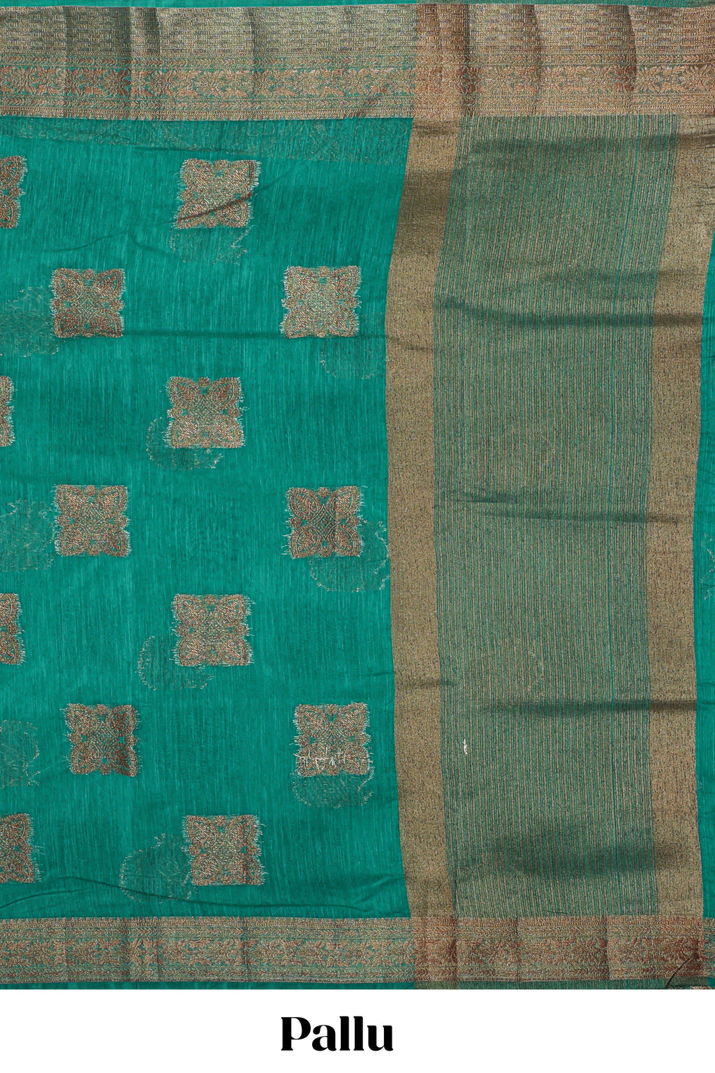 Green geometric zari motifs design kota cotton saree with self zari border and matching motifs blouse