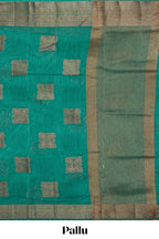 Green geometric zari motifs design kota cotton saree with self zari border and matching motifs blouse
