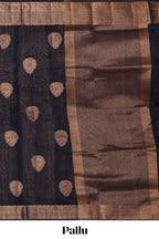Dark blue geometric zari motifs design kota cotton saree with self zari border and matching motifs blouse