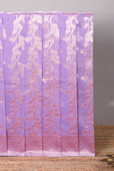 Lavender floral zari design kota cotton saree with self zari border and matching blouse