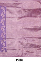 Lavender floral zari design kota cotton saree with self zari border and matching blouse