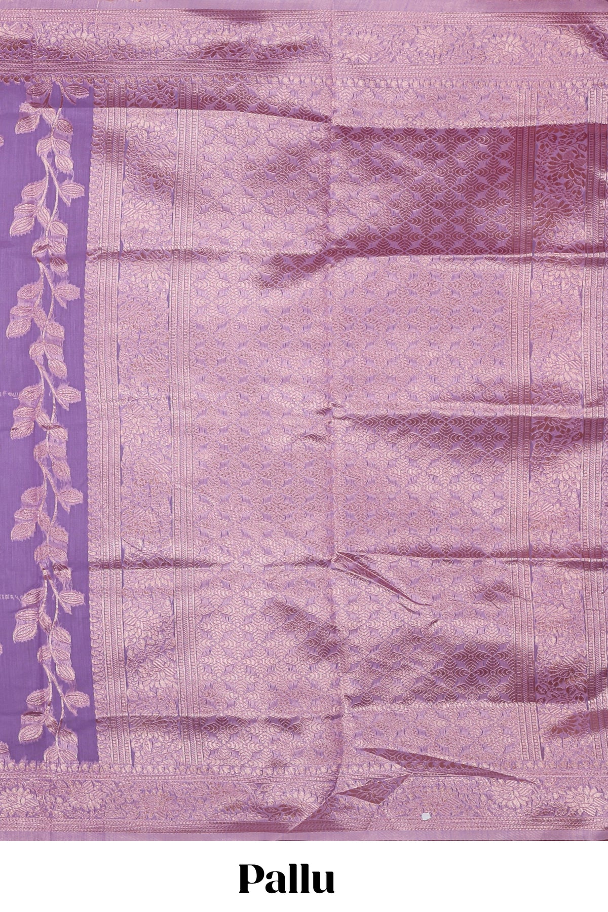 Lavender floral zari design kota cotton saree with self zari border and matching blouse
