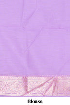 Lavender floral zari design kota cotton saree with self zari border and matching blouse