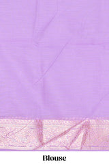 Lavender floral zari design kota cotton saree with self zari border and matching blouse