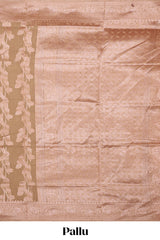 Camel brown floral zari design kota cotton saree with self zari border and matching blouse