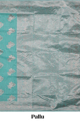 Turquoise blue floral zari design kota cotton saree with self zari border and matching blouse