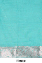 Turquoise blue floral zari design kota cotton saree with self zari border and matching blouse