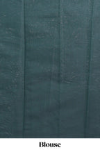 Dark Green Kota Cotton Saree With Gold Zari Buttas, Temple Design Zari Border, Woven Zari Pallu And Matching Blouse Piece