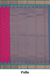 Pink floral motifs design kota cotton saree with contrast zari border and plain blouse