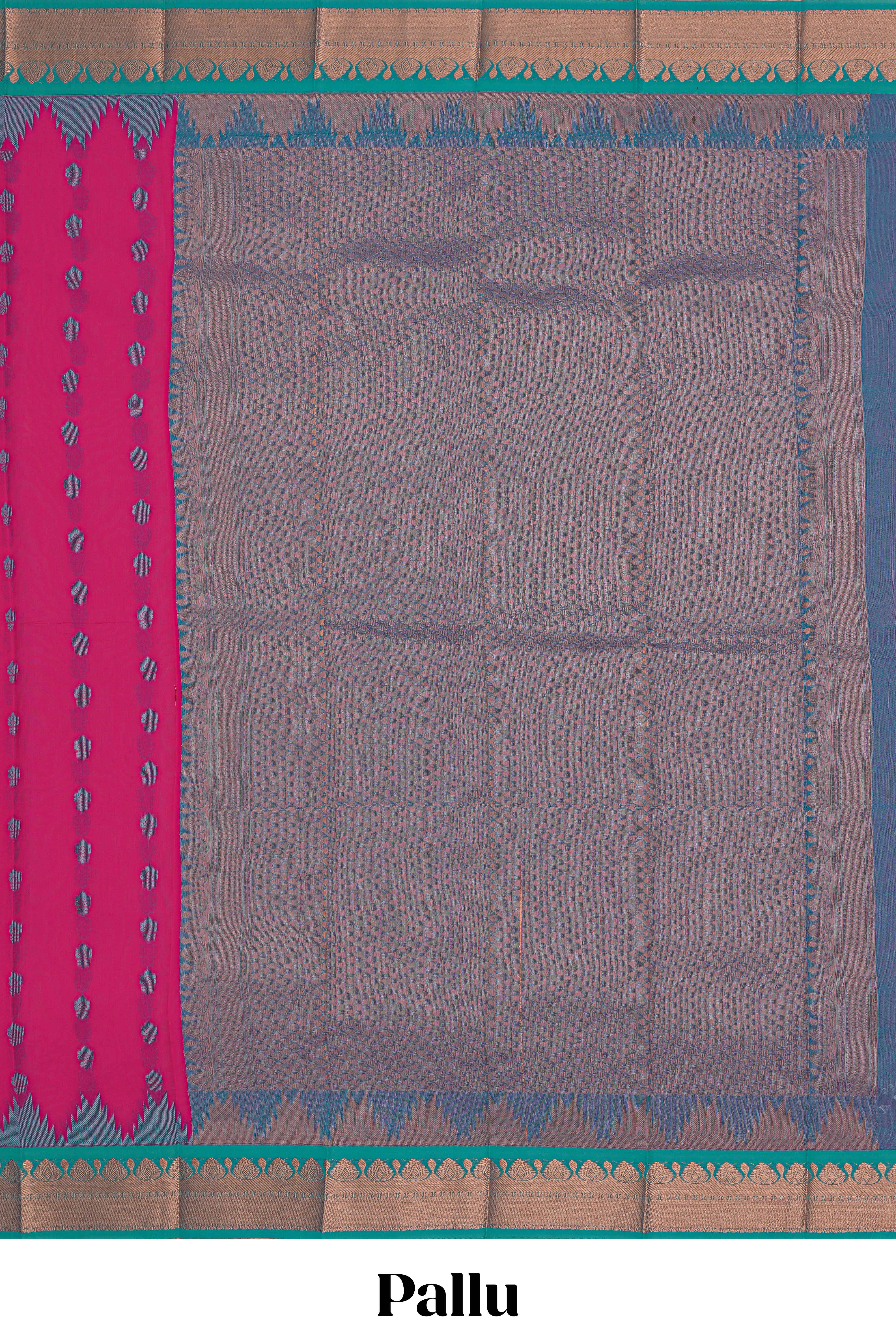Pink floral motifs design kota cotton saree with contrast zari border and plain blouse