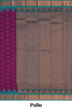 Purple motifs design kota cotton saree with contrast zari border and blouse