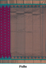 Purple motifs design kota cotton saree with contrast zari border and blouse