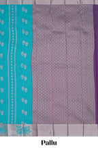 Blue motifs design kota cotton saree with self zari border and contrast blouse