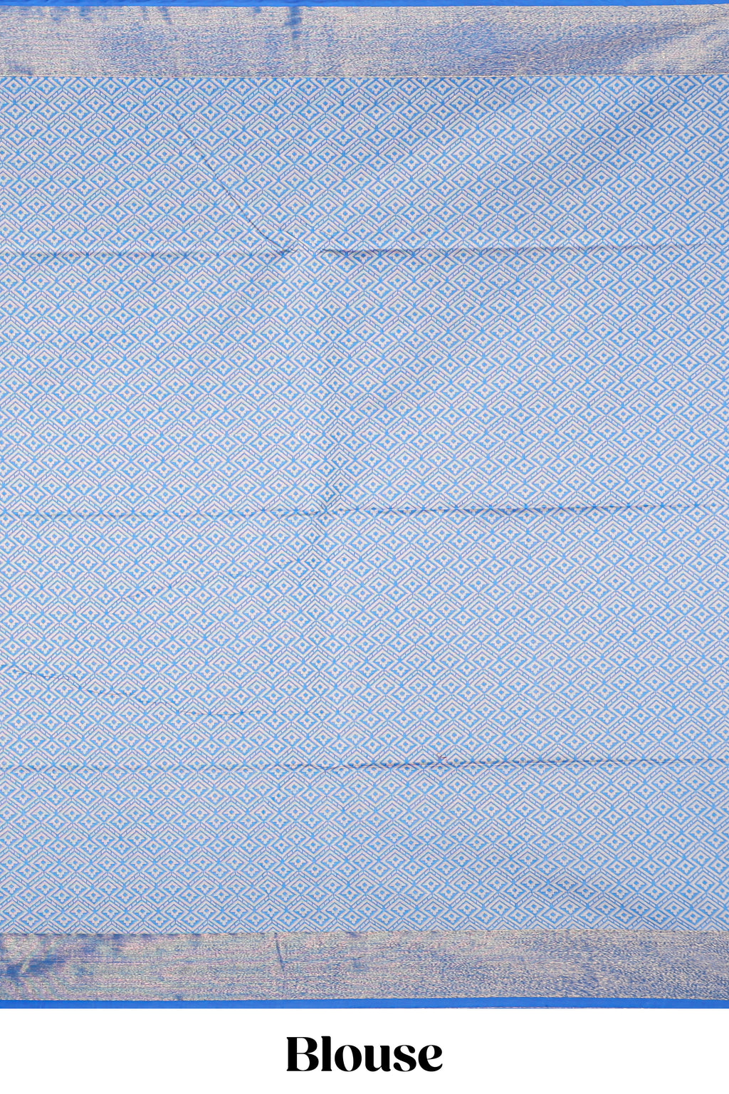 Blue butta zari motifs design kota cotton saree with self zari border and contrast blouse