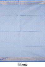 Blue butta zari motifs design kota cotton saree with self zari border and contrast blouse