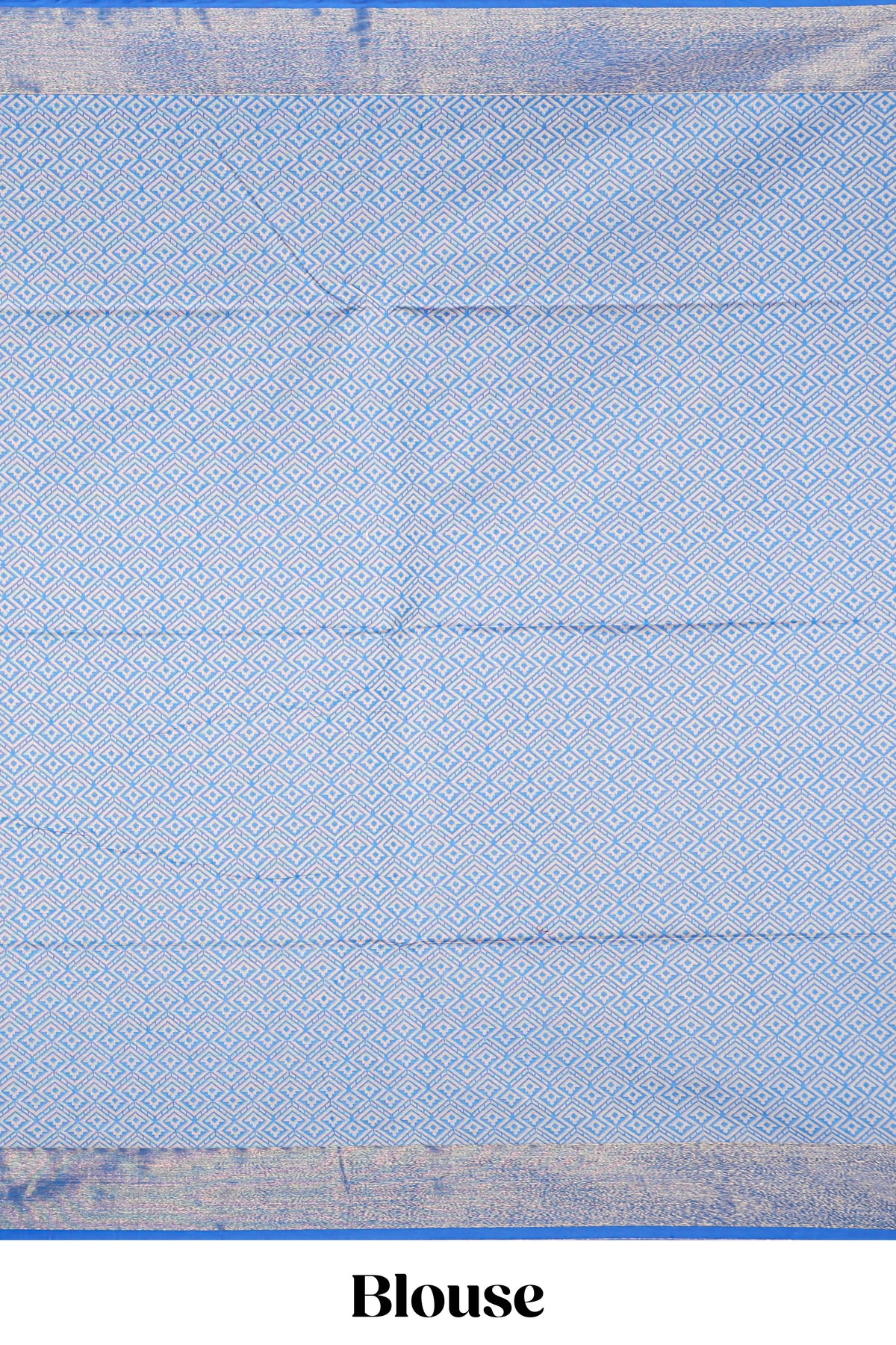 Blue butta zari motifs design kota cotton saree with self zari border and contrast blouse