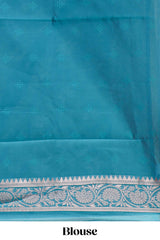 Olive gold floral motifs design kota cotton saree with self zari border and contrast blouse
