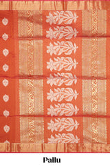 Bright Orange floral zari motifs kota cotton saree with self zari border and contrast blouse