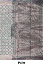 Powder green floral motifs design kota cotton saree with self zari border and contrast blouse