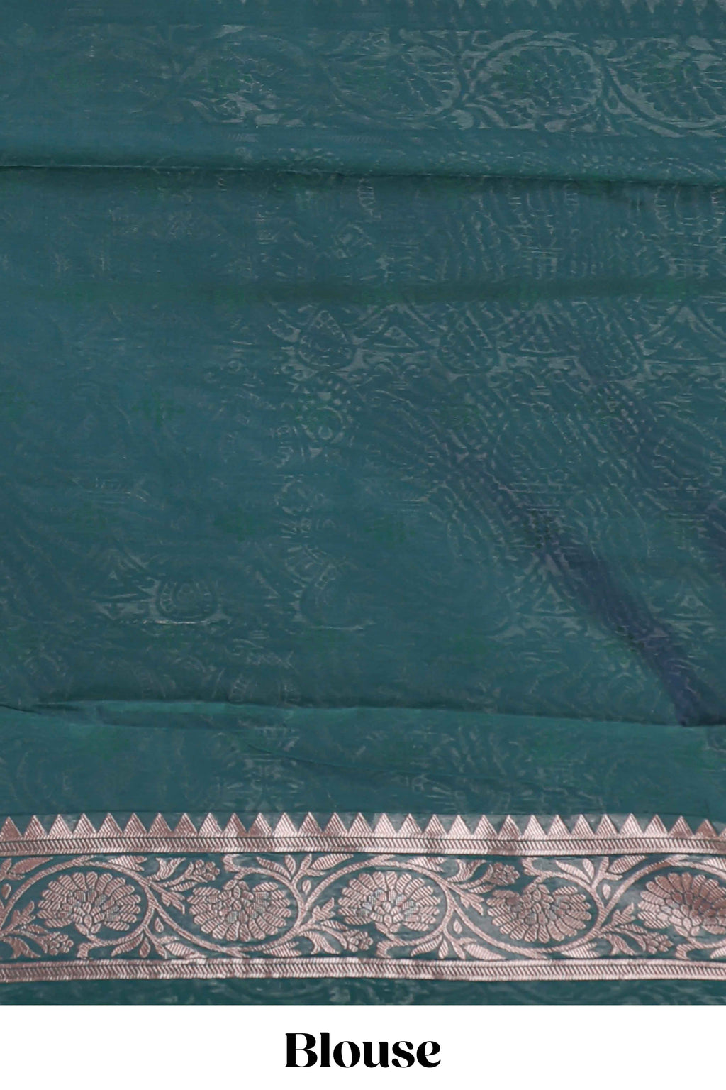 Powder green floral motifs design kota cotton saree with self zari border and contrast blouse